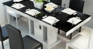 Tempered glass top dining table set extendable modern dining table .