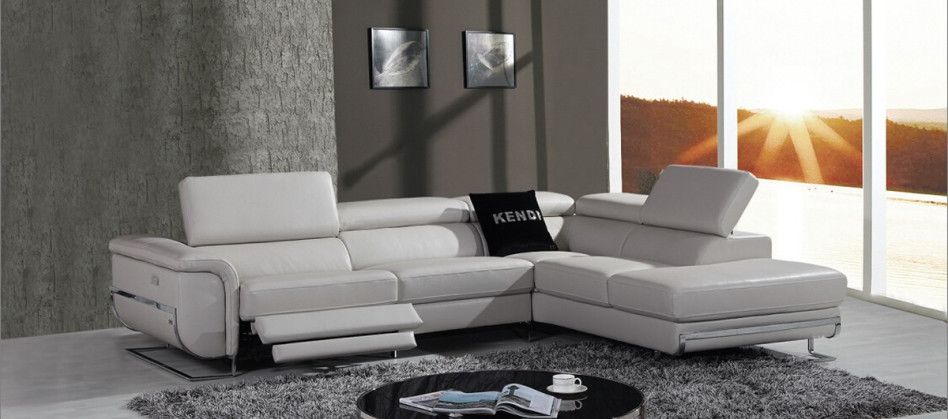 Modern Grey Sofa, Divani Casa E9054 Modern Grey Leather Sectional .
