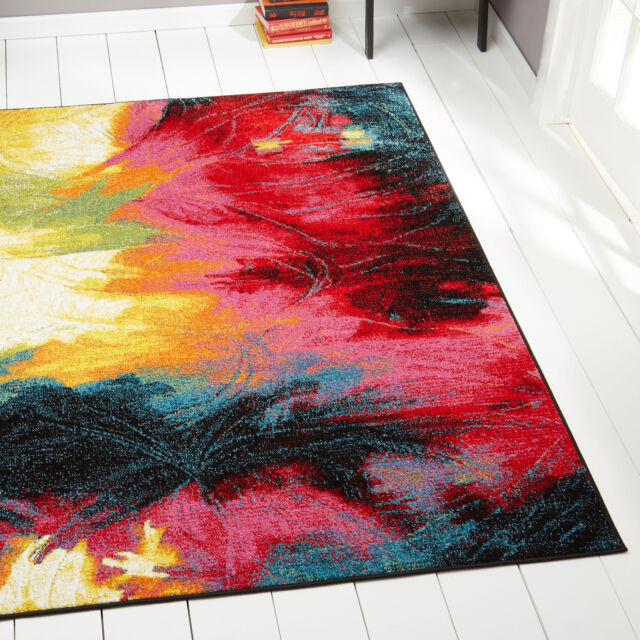 Rugs Swirls Contemporary Modern Area Rug Multi-Color Abstract .