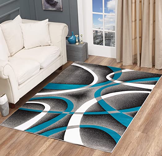 Amazon.com: Glory Rugs Modern Area Rug 5x7 Turquoise Swirls Carpet .