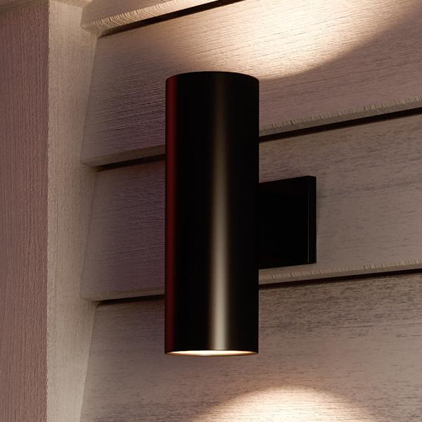 UHP1060 Contemporary Outdoor Wall Light, 14"H x 5"W, Olde Bronze Fin