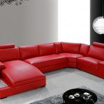 Modern Red Leather Sectional So