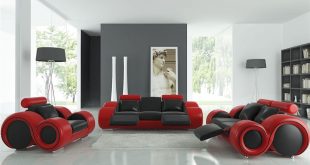 Modern Black and Red Leather Sofa Set TOS-LF-8804-BLACKRED-LTH