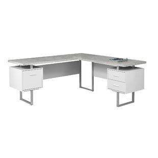 Contemporary white corner desks | White corner desk, L shaped .