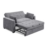 Serta Augustus Microfiber Convertible Sofa, Queen Size Bed in Grey .