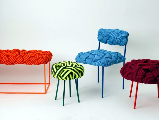 Cool seating design from the cloud collection with woven pattern .