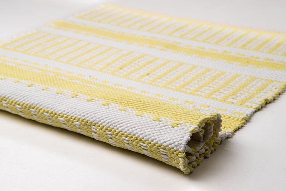 Lemon and white rug, throw rug bedroom, small rug, runner rug .