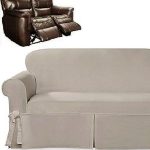 Dual Reclining LOVESEAT Slipcover Farmhouse Twill Taupe Sure Fit Cov