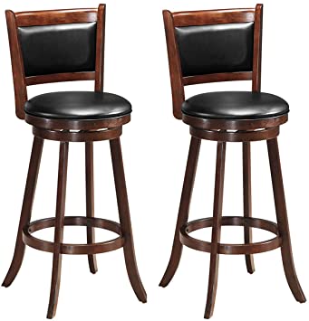 Amazon.com: COSTWAY Bar Stools Set of 2，360 Degree Swivel, Accent .