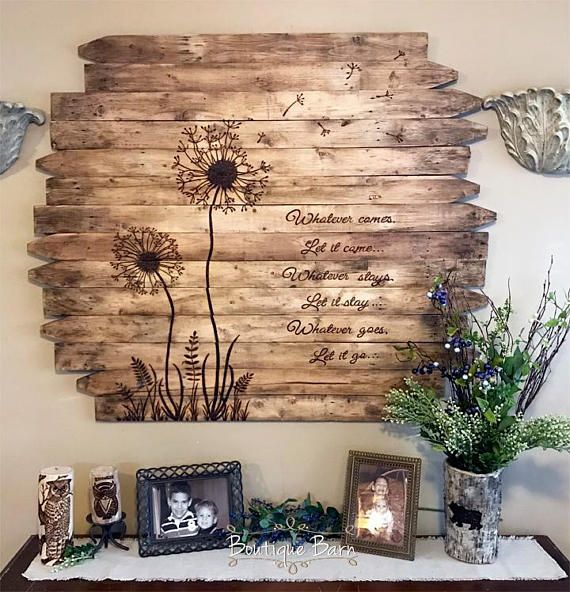 Dandelion Wall Art Large Square Flower Wood Picture Rustic .