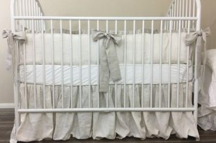 Ivory Cream Linen Baby Bedding Set, Cream Bumpers with Natural .