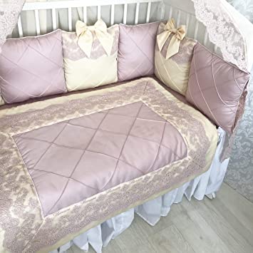 Amazon.com : Pink Creamy Tale Baby Bedding Crib Set, Custom Luxury .