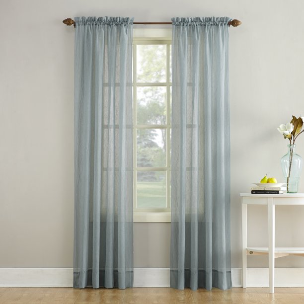 No. 918 Jillian Crushed Voile Sheer Rod Pocket Curtain Panel .