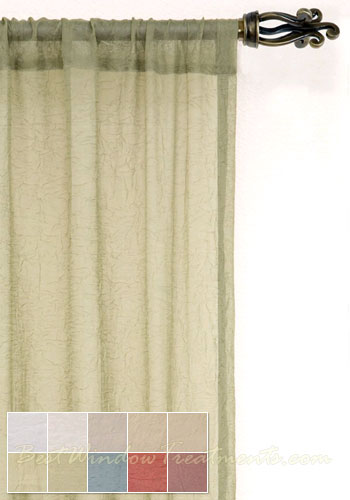 voile Crushed Semi Sheer Curtain Drapery Pane