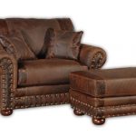 Jesse James" oversized chair and ottoman - dark leather with hand .