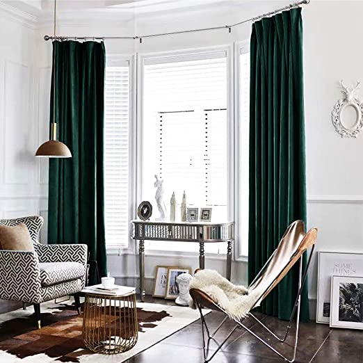 Amazon.com: jinchan Green Curtains Velvet Drapes Bedroom Window .