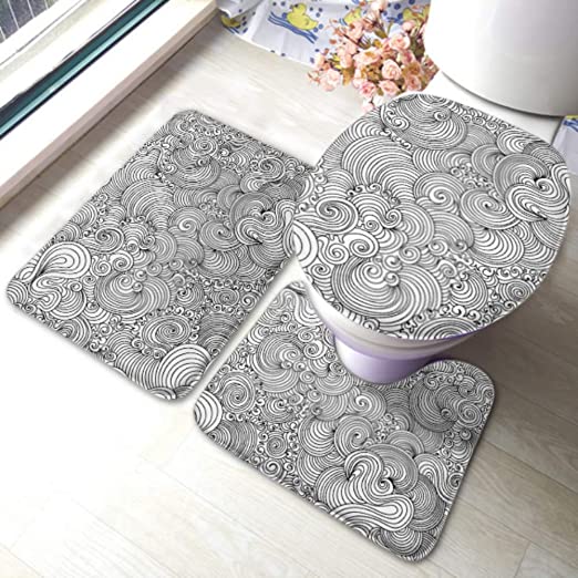 Amazon.com: Toilet Rug Set Decorative Abstract Figured Vector .