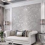 3D Decorative Wallpaper for Bedroom, Matte Silver Flower Wall .
