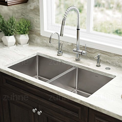 Double Bowl – Zuhne 32 Inch Undermount 50/50 Deep Double Bowl 16 .