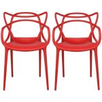 2xhome Set of 2 Red Stackable Contemporary Modern Designer Plastic .