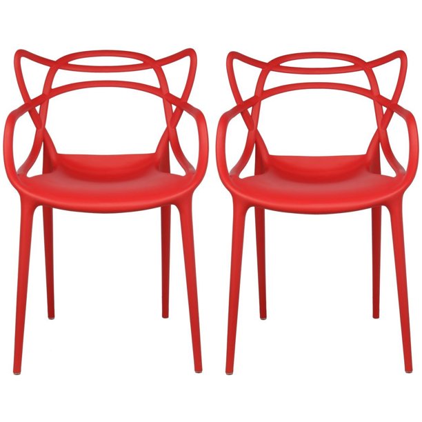 2xhome Set of 2 Red Stackable Contemporary Modern Designer Plastic .