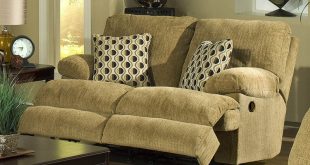 Newport Dual Rocking Reclining Love Seat in Pecan Chenille by .