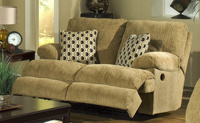 Newport Dual Rocking Reclining Love Seat in Pecan Chenille by .
