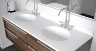 Swan Ellipse 61 in. W x 22 in. D Solid Surface Double Sink Vanity .