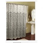 Romance Lace beige Fabric Shower Curtain With An Attached Valance .