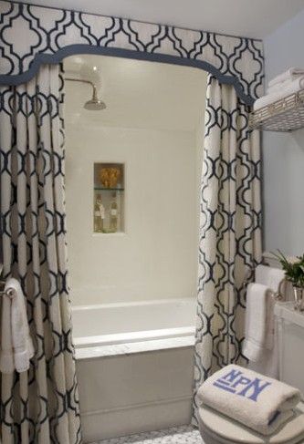 Elegant Fabric Shower Curtains With
Valance