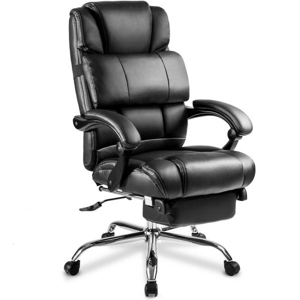 Merax Black Ergonomic PU Leather Big and Tall Office Chair with .