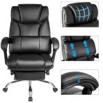 Merax Black Ergonomic PU Leather Big and Tall Office Chair with .