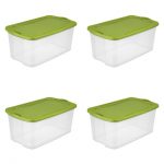 4 Plastic Storage Bins 120 Qt Clear Stackable Container Totes .