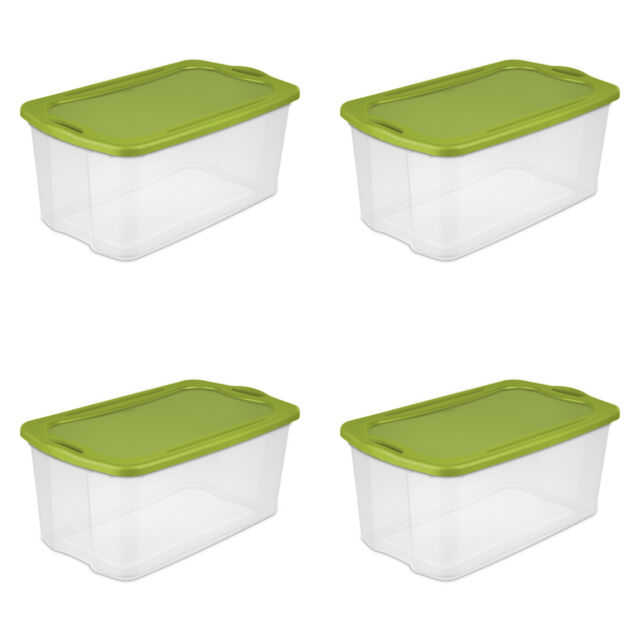 4 Plastic Storage Bins 120 Qt Clear Stackable Container Totes .
