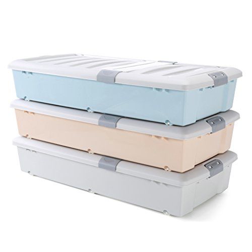 TYJY Extra Large Plastic Double Buckle Bed Bottom Storage Box with .