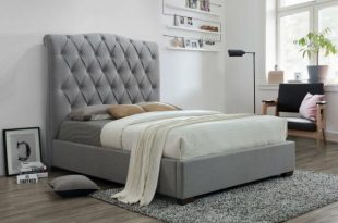 Casual Style Queen Size Fabric Bed Headboard & Footboard Wood .