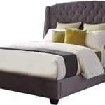 Amazon.com - Benjara Fabric Upholstered Wooden Queen Size Bed with .