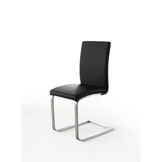 Pauline Black Faux Leather Dining Chair With Chrome Legs .