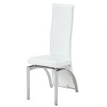Romeo Dining Chair In White Faux Leather With Chrome Legs .