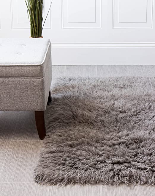 Amazon.com: Super Area Rugs Organic Wool Greek Flokati Rug, Gray .