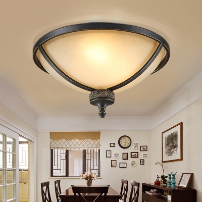 Frosted Glass Dome Ceiling Light Dining Room Foyer 3 Lights Flush .