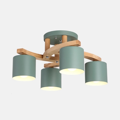 Cylinder Dining Room Ceiling Light Metal 4 Lights Nordic Style .