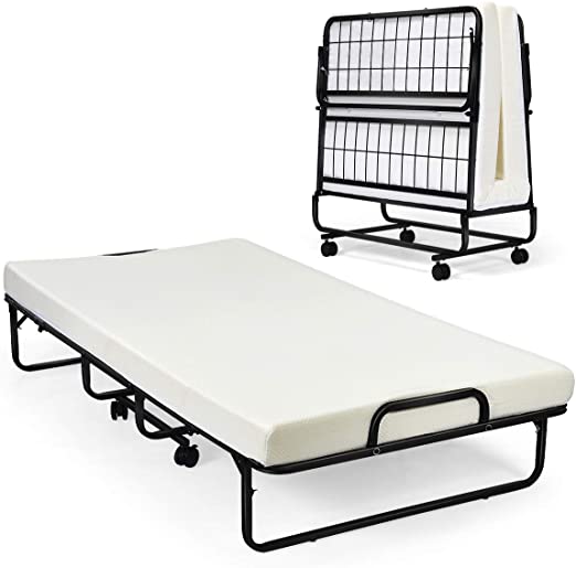 Amazon.com: Giantex Metal Folding Bed with Mattress, Rollaway .