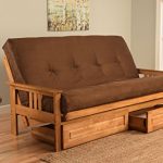 Andover Full Size Futon Sofa Bed and Drawer Set Honey Oak Wood .