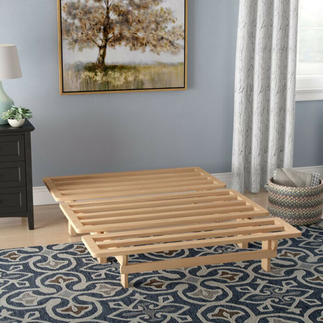 Full Size Futon Tri-Fold Wood Full Size Frame Sofa Bed Lounger .