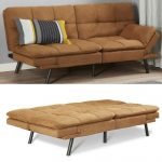 Tufted Convertible FUTON SOFA BED Full Size Sleeper COUCH Gray .