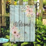 Monogrammed Garden Flag - Pink Floral - Welcome - Home Decor .