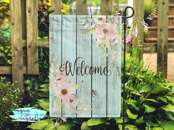 Monogrammed Garden Flag - Pink Floral - Welcome - Home Decor .