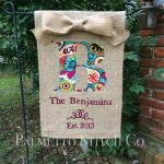 Personalized Burlap Garden Flag Monogram with by palmettostitchco .