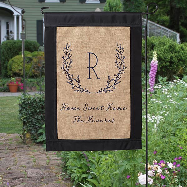 Farmhouse Floral Personalized Burlap Garden Flag | Burlap garden .